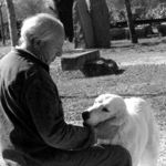 Agapito Miniucchi con Zarua opera installata nel Parco della Scultura di Castelbuono Bevagna Perugia Umbria