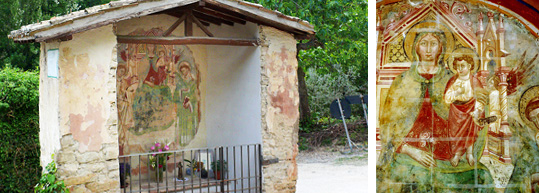 Edicola sacra della miracolosa Madonna della Rosa. Castelbuono di Bevagna Perugia Umbria