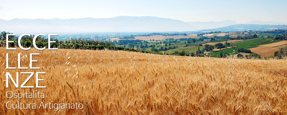 Panorama da Cantalupo di Bevagna (Perugia) con vista su Montefalco e Trevi